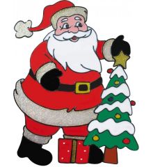 Χριστουγεννιάτικο Αυτοκόλλητο Παραθύρου Άγιος Βασίλης με Δέντρο - 30 εκ.