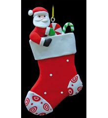 Χριστουγεννιάτικο Ζαχαρωτό Στολίδι Κάλτσα με Άι Βασίλη Φελιζόλ Πολύχρωμο (