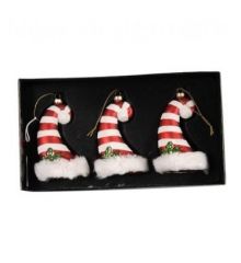 Χριστουγεννιάτικα Κρεμαστά Στολίδια Σκούφοι με Ρίγες Φελιζόλ Πολύχρωμα (12cm) - Σετ 1 Τεμάχιο