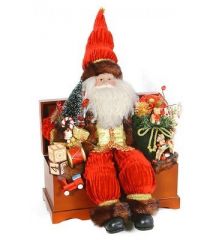 Χριστουγεννιάτικο Διακοσμητικό Ξύλινο  Άι Βασίλης Κουτί Κόκκινος (18cm)  - 1 Τεμάχιο