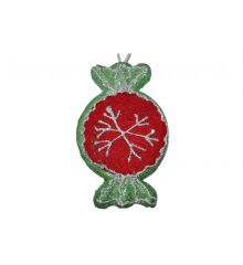 Χριστουγεννιάτικη Κρεμαστή Καραμέλα Φελιζόλ Πράσινη-Κόκκινη (15x9cm)