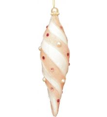 Χριστουγεννιάτικο Στολίδι Κώνος Φελιζόλ Λευκό-Ροζ (21cm)