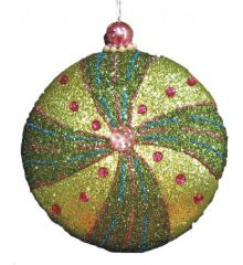 Χριστουγεννιάτικη Μπάλα Δέντρου Πράσινη/Λαχανί - 5 cm