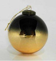 Χριστουγεννιάτικη Γυάλινη Χρυσή - Μαύρη Μπάλα (8cm)