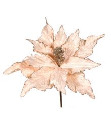 Χριστουγεννιάτικο Διακοσμητικό Λουλούδι Ροζ - Χρυσό (25cm)