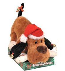 Χριστουεννιάτικος Διακοσμητικός Λούτρινος Σκύλος με Ήχο και Κίνηση, 30 εκ.