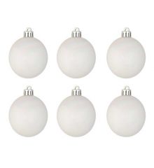 Χριστουγεννιάτικες Μπάλες Περλέ Λευκές - Σετ 6 τεμ (8cm)