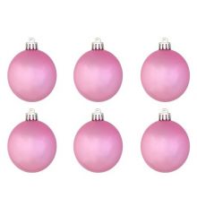 Χριστουγεννιάτικες Μπάλες Ροζ Περλέ - Σετ 6 τεμ. (8cm)