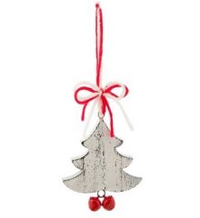Χριστουγεννιάτικο Κρεμαστό Ξύλινο Στολίδι Δέντρο Άσπρο, 8εκ