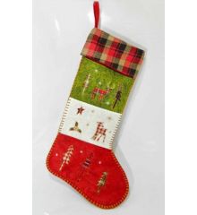 Χριστουγεννιάτικη Διακοσμητική Υφασμάτινη Τρίχρωμη Κάλτσα, 60εκ