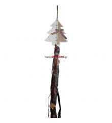 Χριστουγεννιάτικο Στολίδι Κρεμαστό Ξύλινο Δεντράκι, με Κορδέλες Καφέ (55cm)