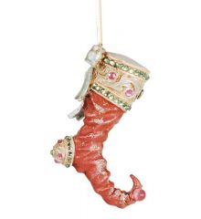 Χριστουγεννιάτικο Κεραμικό Στολίδι, Ροζ Μπότα (10cm)