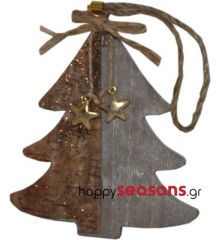 Χριστουγεννιάτικο Ξύλινο Διακοσμημένο Δεντράκι Πολύχρωμο (16cm)