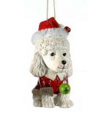 Χριστουγεννιάτικο Κεραμικό Σκυλάκι Λευκό, με Στολή Άγιου Βασίλη