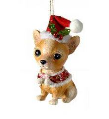 Χριστουγεννιάτικο Κεραμικό Σκυλάκι, με Στολή Άγιου Βασίλη