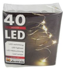 40 Λαμπάκια LED Copper σε Σειρά, Μπαταρίας - Λευκό Θερμό Φως