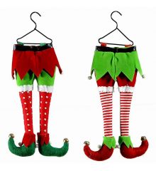 Χριστουγεννιάτικο Κρεμαστό Υφασμάτινο Παντελονάκι Καλικάτζαρου, με Κόκκινες Πουά Κάλτσες, 25cm (2 σχέδια) - 1 Τεμάχιο