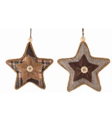 Χριστουγεννιάτικα Υφασμάτινα Αστέρια με Κουμπί - 2 Σχέδια (12cm) - 1 Τεμάχιο