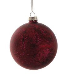 Χριστουγεννιάτικη Γυάλινη Κόκκινη Μπάλα, Αντικέ (10cm)