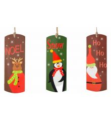 Χριστουγεννιάτικες Πλαστικές Κρεμαστές Ταμπέλες Πολύχρωμες - 3 σχέδια (15cm)