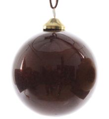 Χριστουγεννιάτικη Μπάλα Γυάλινη Καφέ, με Στρας Εσωτερικά (8cm)