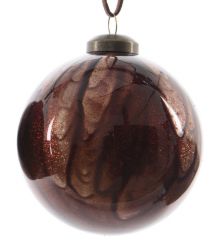 Χριστουγεννιάτικη Μπάλα Γυάλινη, Καφέ Ανοιχτό με Στρας Εσωτερικά (8cm)