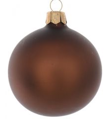 Χριστουγεννιάτικη Γυάλινη Μπάλα Δέντρου Καφέ Ματ - 6cm