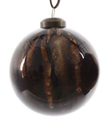 Χριστουγεννιάτικη Γυάλινη Μπάλα Δέντρου Καφέ Σκούρο, με Στρας Εσωτερικά (8cm)