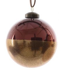 Χριστουγεννιάτικη Μπάλα Γυάλινη Μπρονζέ, με Χρυσό Στρας (8cm)