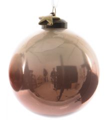 Χριστουγεννιάτικη Γυάλινη Μπάλα Μπρονζέ και Ροζ, με Χρυσό Αστεράκι (8cm)