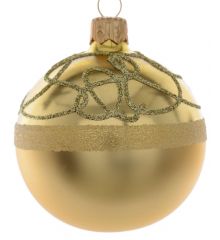 Χριστουγεννιάτικη Μπάλα Δέντρου Χρυσή, Ανάγλυφη με Στρας στο πάνω μέρος - 8 cm