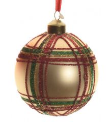 Χριστουγεννιάτικη Μπάλα Γυάλινη Δέντρου Χρυσή, με Σχέδια από Στρας (8cm)
