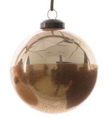 Χριστουγεννιάτικη Μπάλα Γυάλινη Χρυσή, με Χρυσό Στρας (8cm)