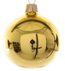 Χριστουγεννιάτικη Μπάλα Γυάλινη Χρυσή Γυαλιστερή (8cm)