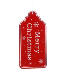 Χριστουγεννιάτικο Ξύλινο Στολίδι - Ταμπέλα Κόκκινη MERRY CHRISTMAS (14cm)