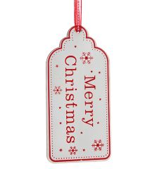 Χριστουγεννιάτικο Ξύλινο Στολίδι - Ταμπέλα Λευκή MERRY CHRISTMAS (14cm)