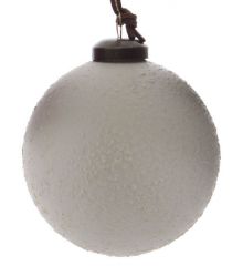 Χριστουγεννιάτικη Μπάλα Γυάλινη Λευκή, με Ανάγλυφα Σχέδια (8cm)