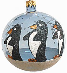 Χριστουγεννιάτικη Χειροποίητη Μπάλα Διάφανη, Πιγκουίνοι - 8εκ.