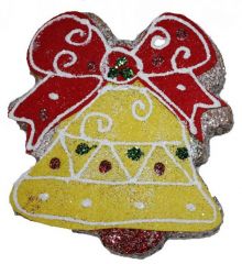 Χριστουγεννιάτικο Κρεμαστό Στολίδι Φελιζόλ Καμπάνα Κίτρινη με Κόκκινο Φιόγκο (14cm)