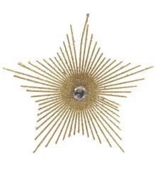 Χριστουγεννιάτικο Πλαστικό Κρεμαστό Ακτινωτό Χρυσό Αστέρι, με Διαμάντι (15cm)