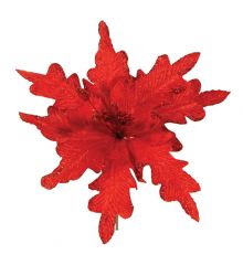 Χριστουγεννιάτικο Διακοσμητικό Λουλούδι Κόκκινο, Υφασμάτινο - (25cm)