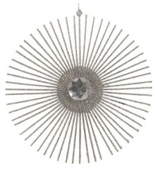 Χριστουγεννιάτικος Πλαστικός Κρεμαστός Ακτινωτός Ασημί Ήλιος, με Διαμάντι (15cm)