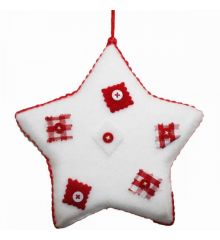 Χριστουγεννιάτικο Φελιζόλ Λευκό Αστέρι με Κόκκινα Κουμπάκια (20cm)