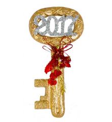 Χριστουγεννιάτικο Διακοσμητικό Χρυσό Κλειδί με Στρας και Επιγραφή 2017, 22cm  - 1 Τεμάχιο