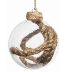 Χριστουγεννιάτικη Διάφανη Γυάλινη Μπάλα με Σχοινί στο Εσωτερικό, 8cm
