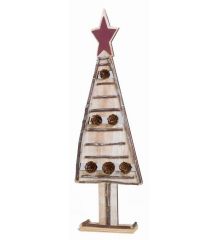 Χριστουγεννιάτικο Ξύλινο Διακοσμητικό Δεντράκι με Αστέρι και Κουκουνάρια Καφέ, 50cm