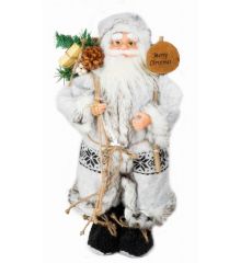 Χριστουγεννιάτικος Διακοσμητικός Πλαστικός Άγιος Βασίλης με Σάκο και Ταμπέλα "Merry Christmas" Λευκός (60cm)