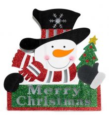 Χριστουγεννιάτικος Κρεμαστός Διακοσμητικός Χιονάνθρωπος με LED Μπαταρίας, 40cm