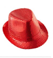 Αποκριάτικο Αξεσουάρ Καπέλο Fedora Φούξια με Πούλιες