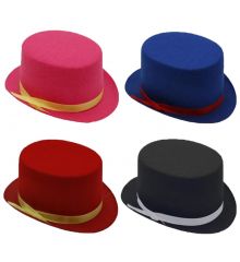 Αποκριάτικο Τσόχινο Ημίψηλο Καπέλο με Κορδέλα (4 Xρώματα)